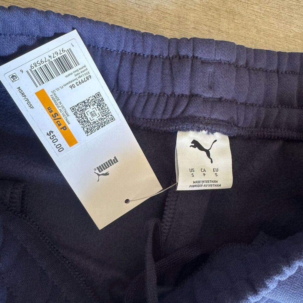 NEW Puma Sweatpants Mens Small Navy Blue Joggers Athletic Pants Casual Logo - Picture 16 of 16